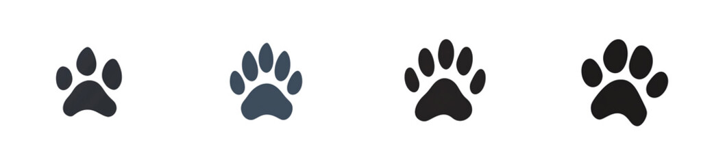 Animal tracks in a range of colors on a black background, cut out transparent