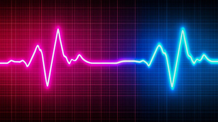 Naklejka premium ネオンカラーで描かれた心電図のグラフィックと生命の鼓動