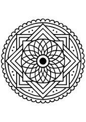 Fototapeta premium Black and white mandala vector for coloring book, engraving, print, or logo. Ideal for relaxation and creative design projects