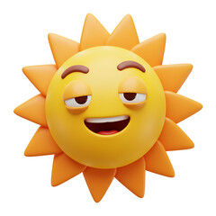 Smiling Cartoon Sun 3D Render