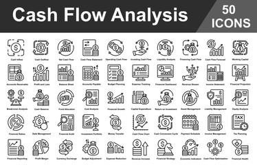 Cash Flow Analysis Editable Icons set. Vector illustration in modern thin line style of business related icons