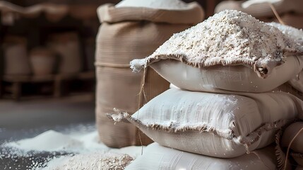 A pile stack flour sacks, Generative AI illustrations.