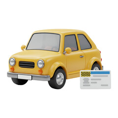 Yellow Cartoon Car with Driver's License