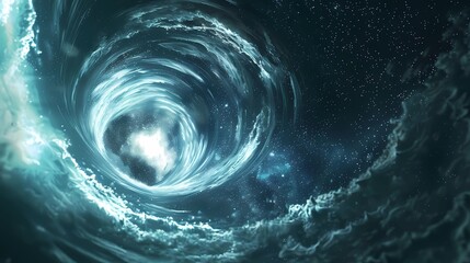 Abstract of a wormhole in space, Generative AI illustrations.