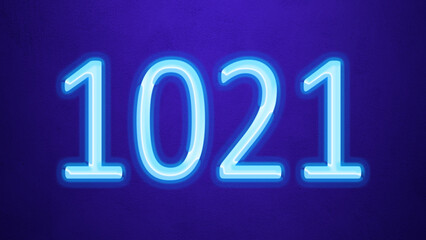 Glowing blue number design of 1021 on blue background.