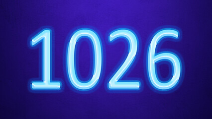 Glowing blue number design of 1026 on blue background.