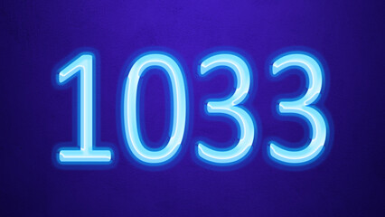 Glowing blue number design of 1033 on blue background.