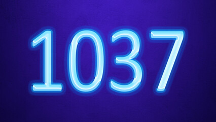 Glowing blue number design of 1037 on blue background.