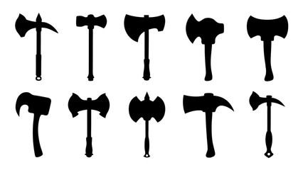 set of hammer silhouette vector on white background