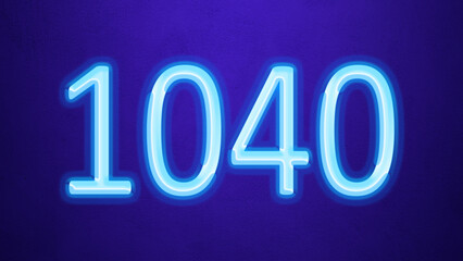Glowing blue number design of 1040 on blue background.