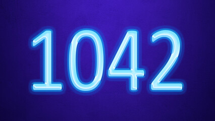 Glowing blue number design of 1042 on blue background.