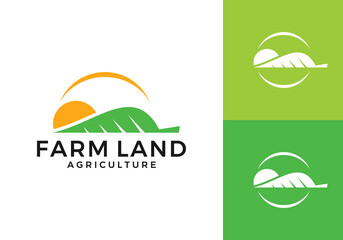 leaf with sun logo. creative agriculture design symbol concept  © nubikor