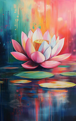 Radiant Lotus in Colourful Waters