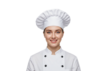 Chef woman in uniform professional culinary expert - png, isolated on transparent background