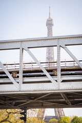Dreamy spring Eiffel Tower from the metro bridge Bir Hakeim - Paris