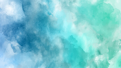 Teal watercolor sky background texture, blue sky, Vector background, blue green watercolor gradient bright light and glow texture background.