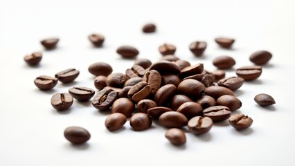 Obraz premium Roasted Coffee Beans On White Surface