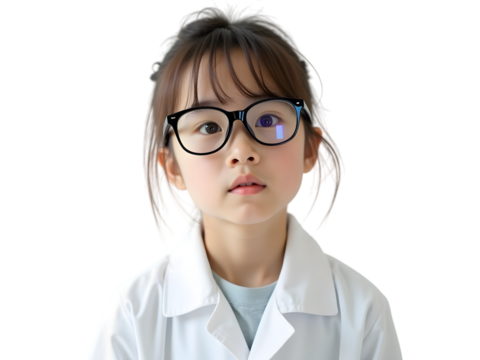 Adorable Little Girl Scientist: Child in Lab Coat and Glasses, Science Education, Kids in STEM transparent background