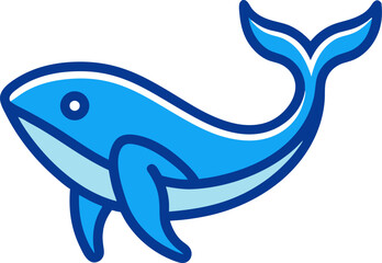 Blue Whale icon line art vector on transparent background