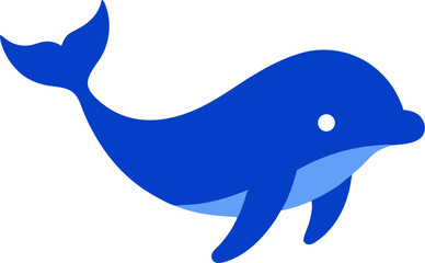 Blue Whale icon Silhouette vector on transparent background