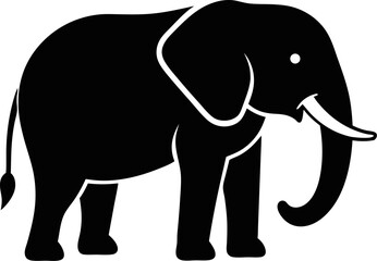 Elephant icon Silhouette vector on transparent background