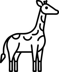 Giraffe icon line art vector on transparent background