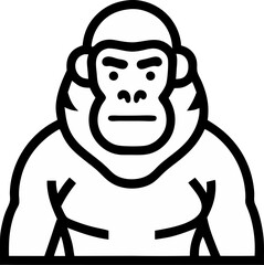 Gorilla icon line art vector on transparent background