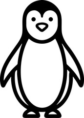 Penguin icon line art vector on transparent background