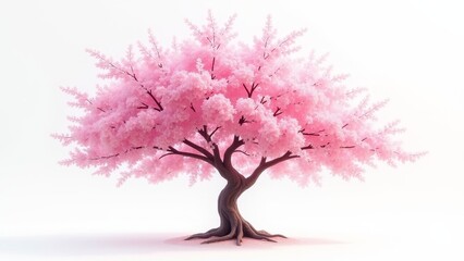 Isolated Pink Cherry Blossom Tree