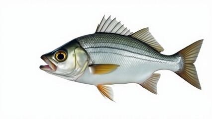 Fototapeta premium Isolated White Bass Against White Background
