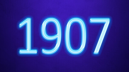 Glowing blue number design of 1907 on blue background.