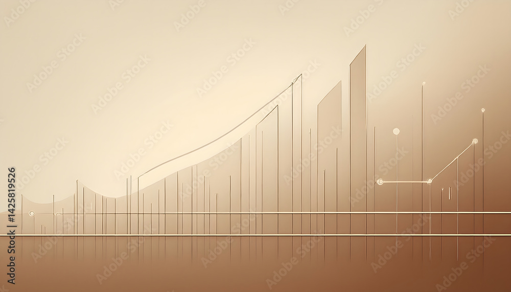 Poster Abstract graph-like design with geometric shapes in warm tones