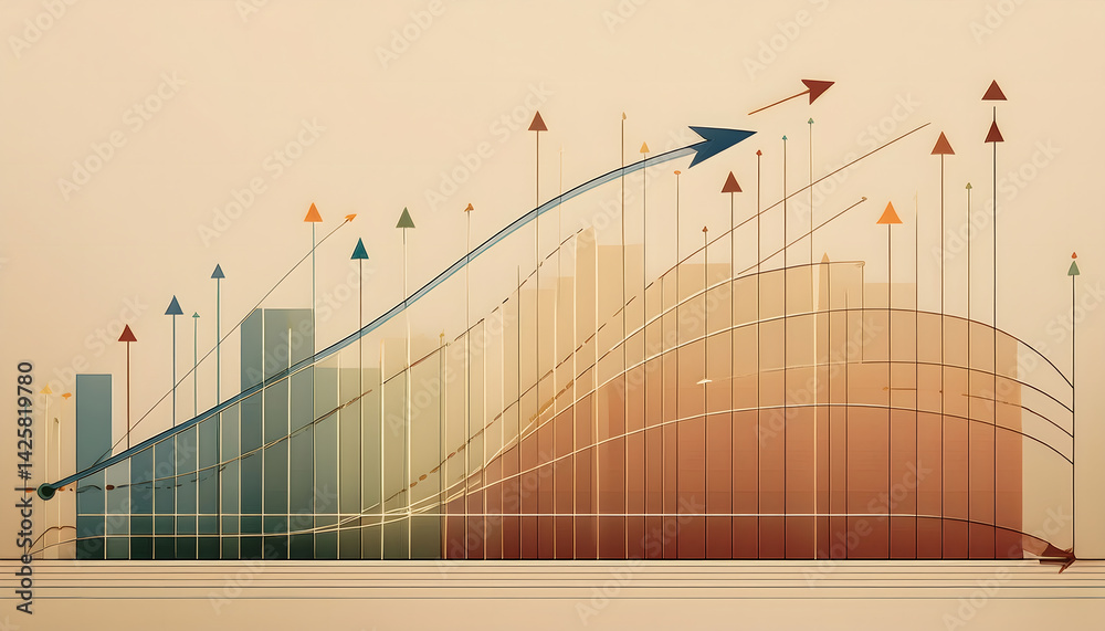 Poster Data visualization with growth indicators and trend lines