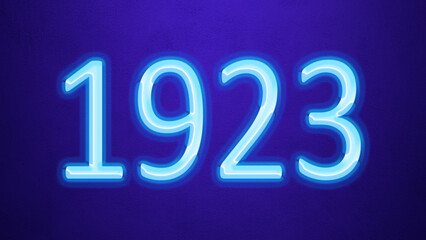 Glowing blue number design of 1923 on blue background.