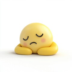 3D rendered emoticon portrays a feeling of sadness and weariness.