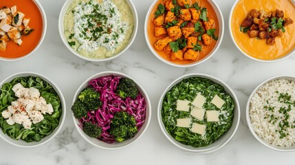 Vibrant Chicken Meal Options for Delivery on White Background