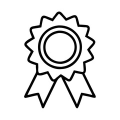 Outline reward badge achievement award medal ribbon rosette icon vector graphic illustration design