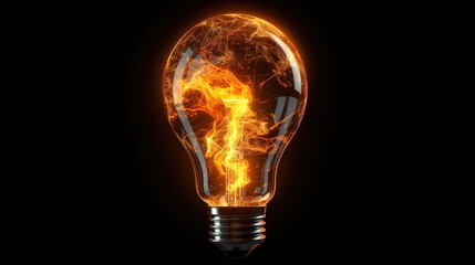 Glowing light bulb isolated on black background. 3d illustration Created Photo