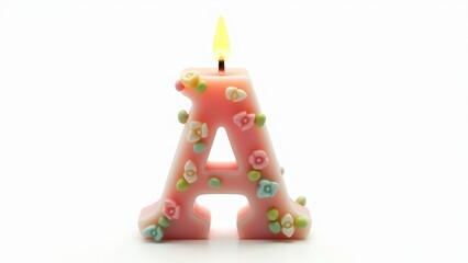 Obraz premium Letter A Birthday Candle Lit Brightly