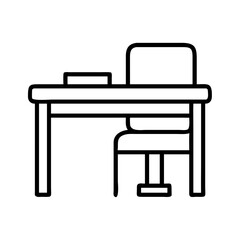 Outline desk chair furniture study workspace office table design interior education school work