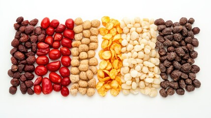 International Potato Chips Variety on White Background