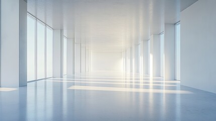 Fototapeta premium Modern architectural space with horizontal pure white background interior design minimalist environment