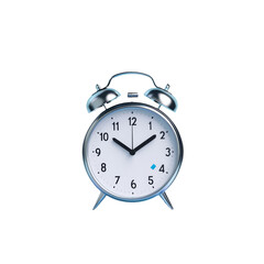Silver Alarm Clock Isolated on White Background Time Management Concept Wake Up Time Reminder Clock Time is Money Punctuality Deadline Countdown Timer Analog Clock Old Fashioned Clock Retro Clock