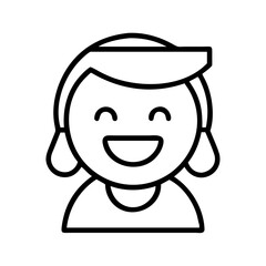 Illustration of a happy girl face, girl icon, happy icon, avatar, user icon, girl vector, smiling face