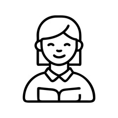 Illustration of a student girl reading book education learning knowledge studying studying icon vector