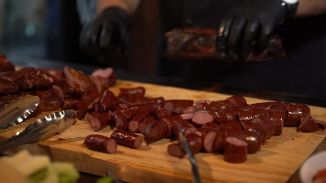 Hot meat selection from berbecue