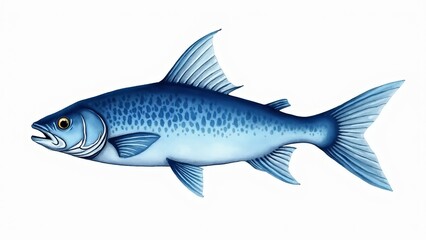 Blue Fish Swimming-Isolated