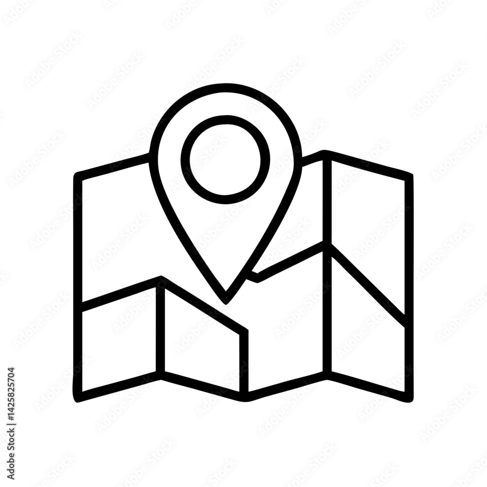 Poster map location pin icon vector travel destination gps navigation pointer symbol marker roadmap guide