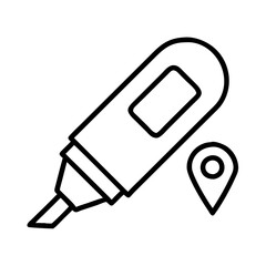 Illustration of marker highlighter pen and location pin icon vector for graphic design element