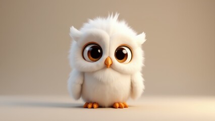 Cute White Owl, Close-Up Portrait